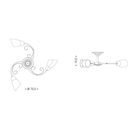 BRILAGI - Lampa sufitowa VINE 3xE27/40W/230V śr. 75 cm patyna/mosiądz