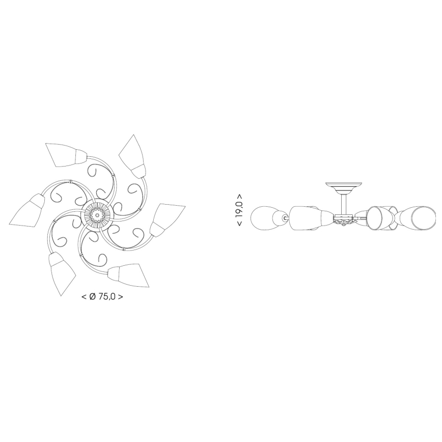 BRILAGI - Lampa sufitowa VINE 6xE27/40W/230V średnica 75 cm patyna/mosiądz