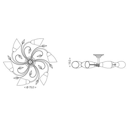 BRILAGI - Lampa sufitowa WILLOW 6xE27/40W/230V śr. 75 cm brązowa