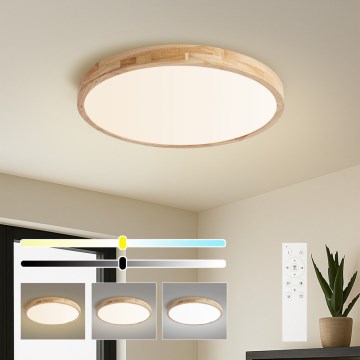 Brilagi - Lampa sufitowa WOODLINE LED/72W/230V z funkcją ściemniania 3000-6000K dąb śr. 60 cm + pilot