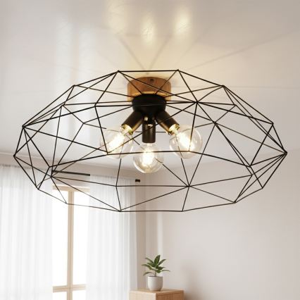 Brilagi - Lampa sufitowa WOODY BASKET 3xE27/60W/230V śr. 80 cm dąb