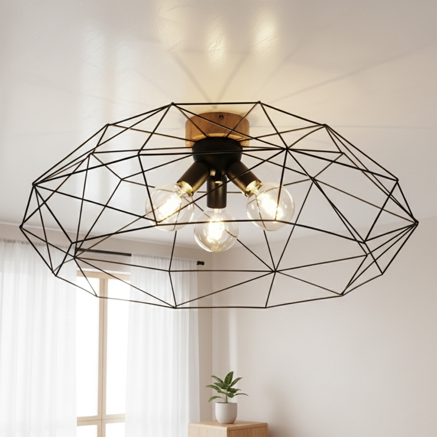 Brilagi - Lampa sufitowa WOODY BASKET 3xE27/60W/230V śr. 80 cm dąb