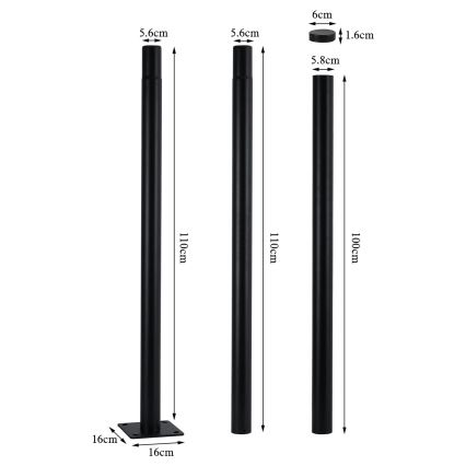 Brilagi - Lampa uliczna LED z słupem 3 m URBANSPARK LED/60W/230V czarna IP65