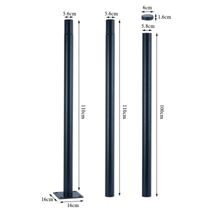 Brilagi - Lampa uliczna LED z słupem 3 m URBANSPARK LED/120W/230V antracyt IP65