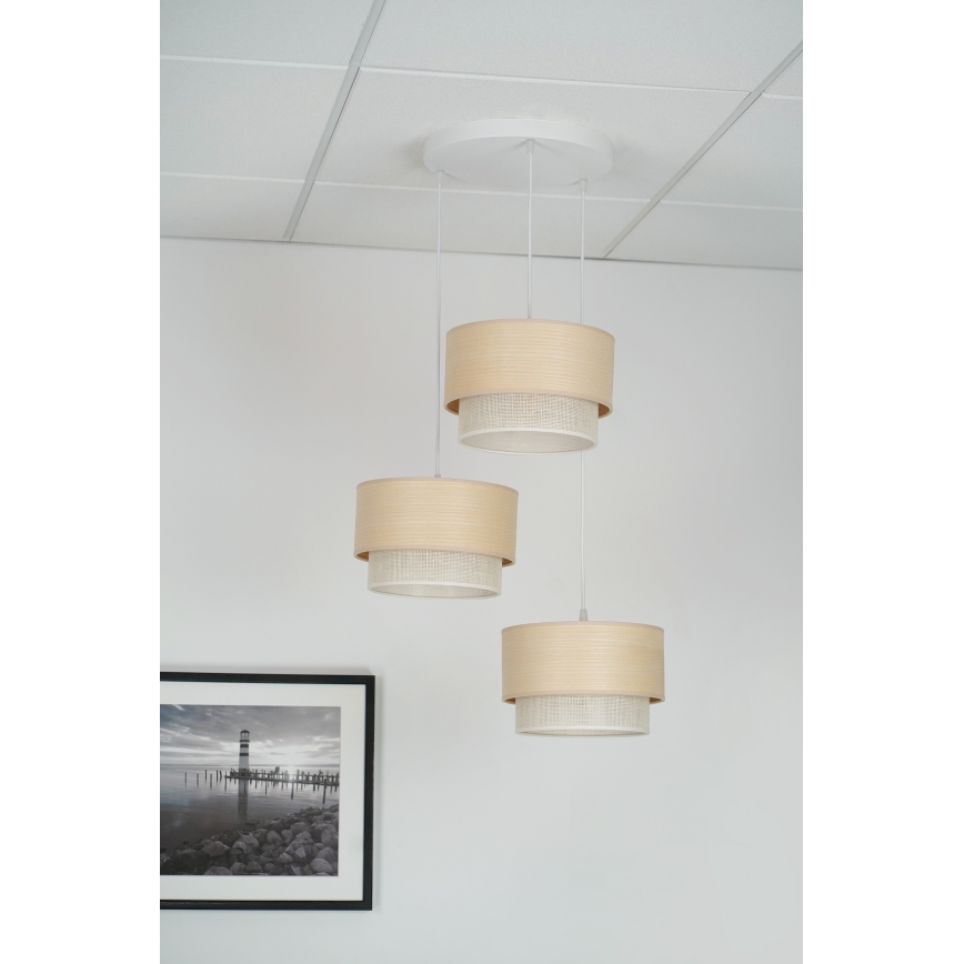 Brilagi - Lampa wisząca na linkach ARIZONA BOHO 3xE27/15W/230V beżowa/biała