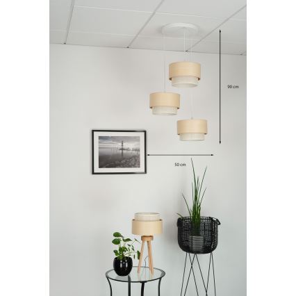 Brilagi - Lampa wisząca na linkach ARIZONA BOHO 3xE27/15W/230V beżowa/biała