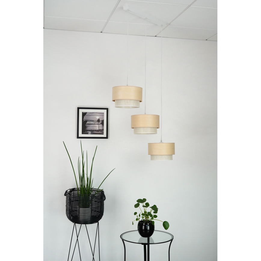 Brilagi - Lampa wisząca na linkach ARIZONA BOHO 3xE27/15W/230V beżowa/biała