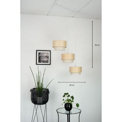 Brilagi - Lampa wisząca na linkach ARIZONA BOHO 3xE27/15W/230V beżowa/biała