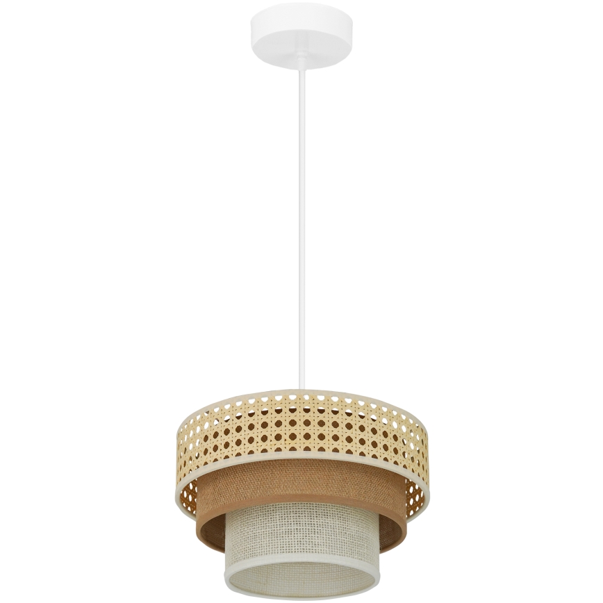 Brilagi - Lampa wisząca na linkę CEDAR LUNETA 1xE27/15W/230V śr. 25 cm rattan/brązowy/kremowy