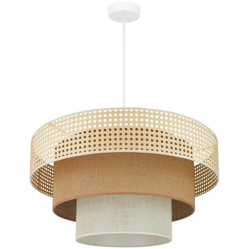 Brilagi - Lampa wisząca na linkę CEDAR LUNETA 1xE27/15W/230V śr. 60 cm rattan/brązowy/kremowy
