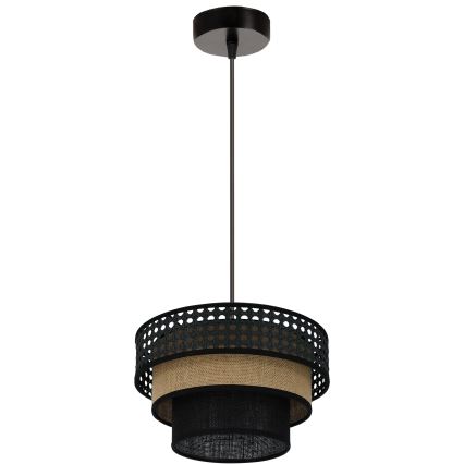 Brilagi - Lampa wisząca na linkach DAKOTA LUNETA 1xE27/15W/230V śr. 25 cm czarna/rattan