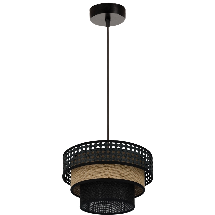 Brilagi - Lampa wisząca na linkach DAKOTA LUNETA 1xE27/15W/230V śr. 25 cm czarna/rattan