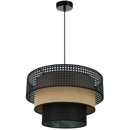 Brilagi - Lampa wisząca na linkach DAKOTA LUNETA 1xE27/15W/230V śr. 45 cm czarna/rattan