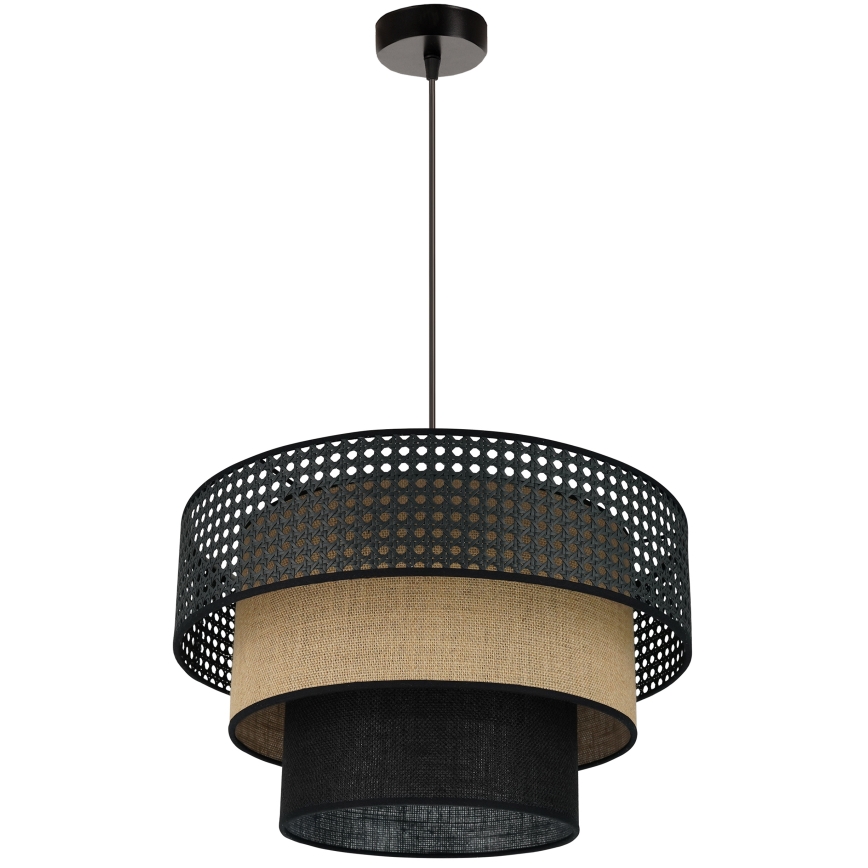 Brilagi - Lampa wisząca na linkach DAKOTA LUNETA 1xE27/15W/230V śr. 45 cm czarna/rattan
