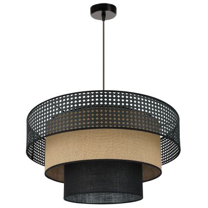 Brilagi - Lampa wisząca na linkach DAKOTA LUNETA 1xE27/15W/230V śr. 60 cm czarna/rattan