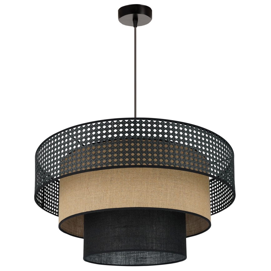 Brilagi - Lampa wisząca na linkach DAKOTA LUNETA 1xE27/15W/230V śr. 60 cm czarna/rattan