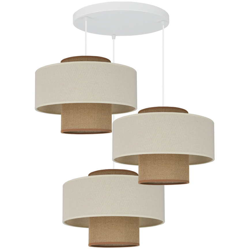 Brilagi - Lampa wisząca na linkach DALLAS 3xE27/15W/230V brązowy/kremowy/biały