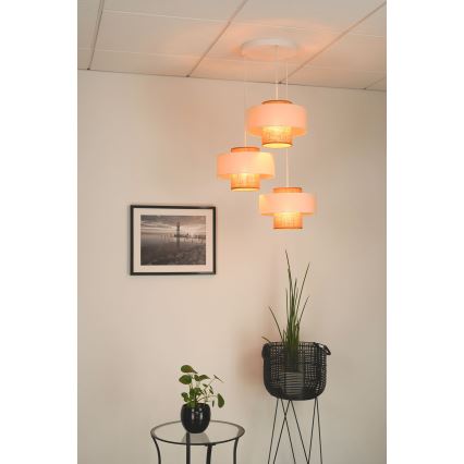 Brilagi - Lampa wisząca na linkach DALLAS 3xE27/15W/230V brązowy/kremowy/biały
