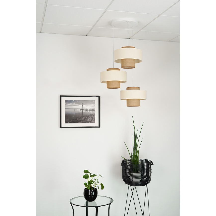 Brilagi - Lampa wisząca na linkach DALLAS 3xE27/15W/230V brązowy/kremowy/biały