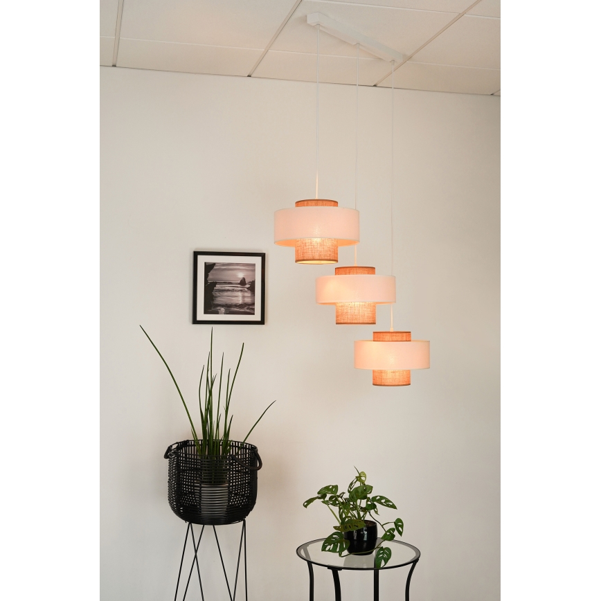Brilagi - Lampa wisząca na linkach DALLAS 3xE27/15W/230V brązowy/kremowy/biały