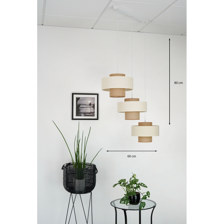 Brilagi - Lampa wisząca na linkach DALLAS 3xE27/15W/230V brązowy/kremowy/biały