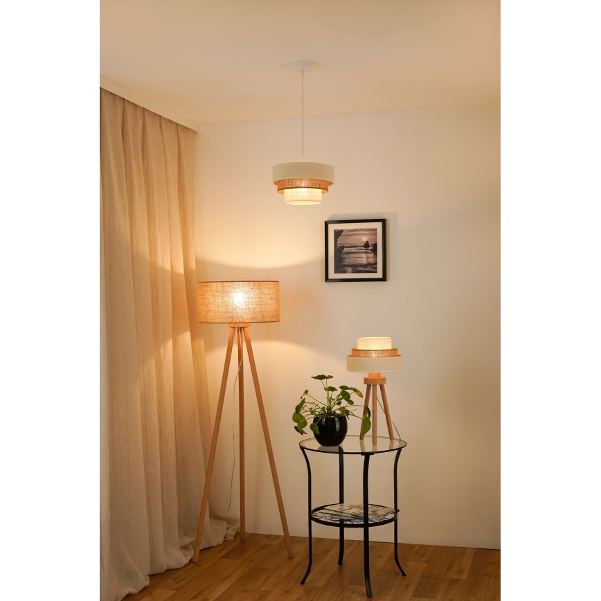 Brilagi - Lampa wisząca na linkach DENVER LUNETA 1xE27/15W/230V śr. 25 cm beżowy/brązowy/kremowy