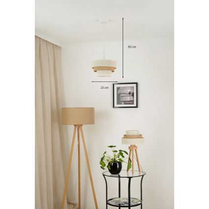 Brilagi - Lampa wisząca na linkach DENVER LUNETA 1xE27/15W/230V śr. 25 cm beżowy/brązowy/kremowy