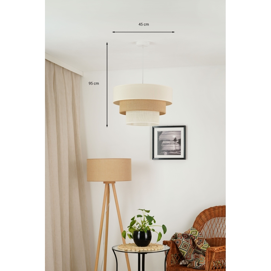 Brilagi - Lampa wisząca na linkach DENVER LUNETA 1xE27/15W/230V śr. 45 cm beżowy/brązowy/kremowy