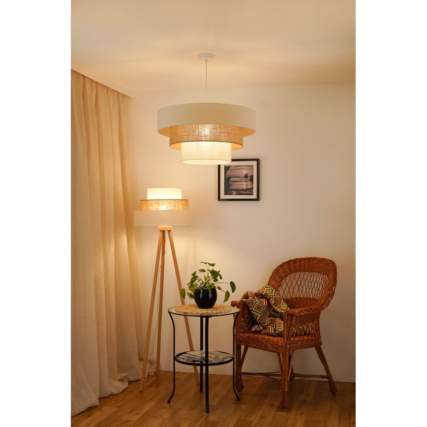Brilagi - Lampa wisząca na linkach DENVER LUNETA 1xE27/15W/230V śr. 60 cm beżowy/brązowy/kremowy