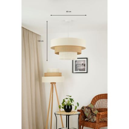 Brilagi - Lampa wisząca na linkach DENVER LUNETA 1xE27/15W/230V śr. 60 cm beżowy/brązowy/kremowy