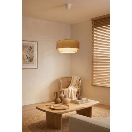 Brilagi - Lampa wisząca LED BOHO ECO na lince 1xE27/10W/230V, średnica 40 cm, beżowy/kremowy