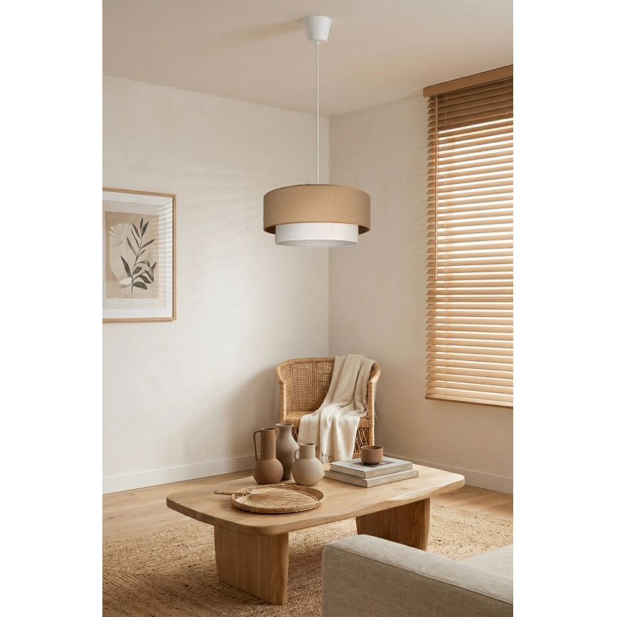 Brilagi - Lampa wisząca LED BOHO ECO na lince 1xE27/10W/230V, średnica 40 cm, beżowy/kremowy