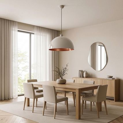 Brilagi - Lampa wisząca LED METALO na lince 1xE27/40W/230V średnica 40 cm beżowa/miedziana