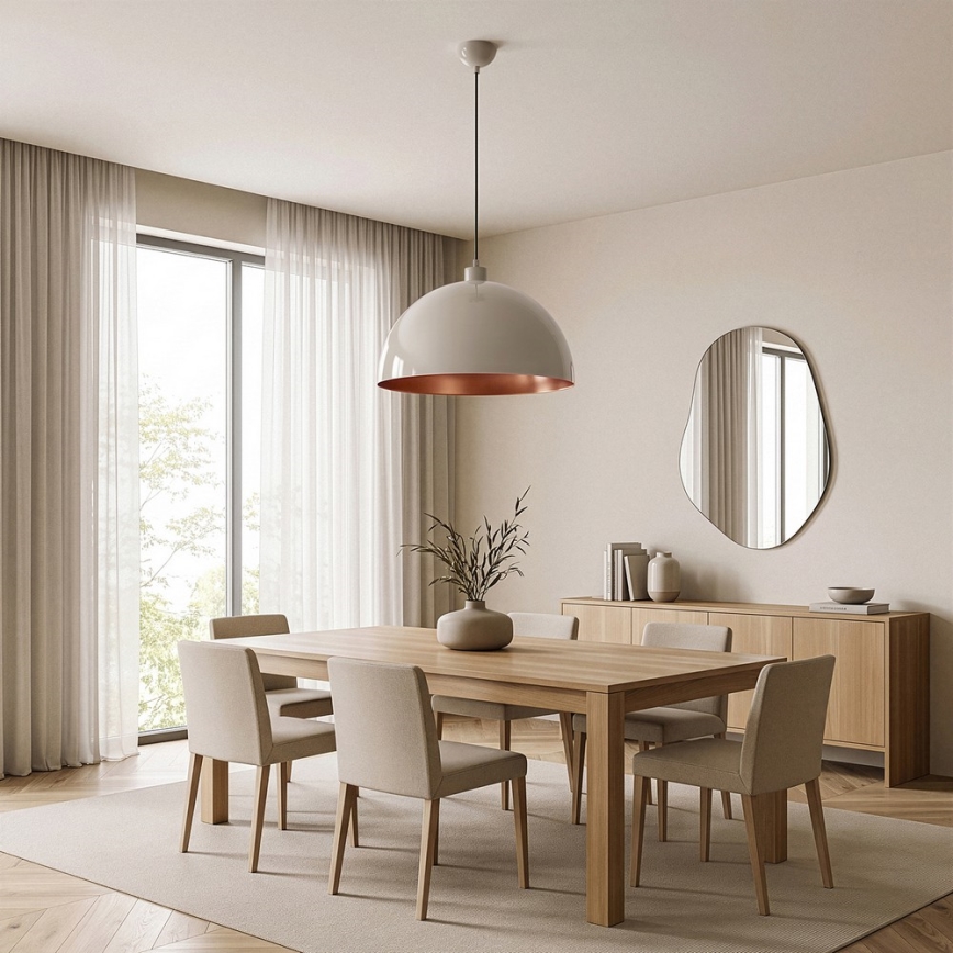 Brilagi - Lampa wisząca LED METALO na lince 1xE27/40W/230V średnica 40 cm beżowa/miedziana