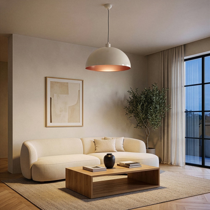 Brilagi - Lampa wisząca LED METALO na lince 1xE27/40W/230V średnica 40 cm beżowa/miedziana
