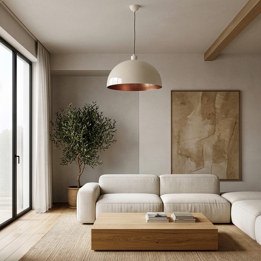 Brilagi - Lampa wisząca LED METALO na lince 1xE27/40W/230V średnica 40 cm beżowa/miedziana