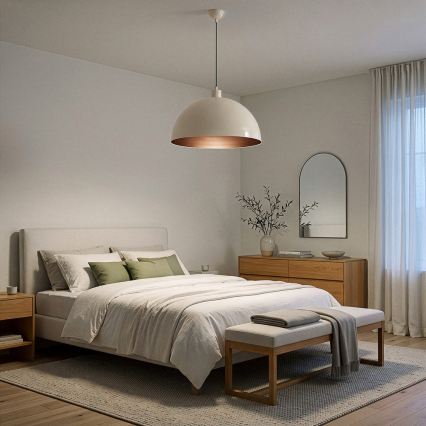 Brilagi - Lampa wisząca LED METALO na lince 1xE27/40W/230V średnica 40 cm beżowa/miedziana