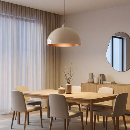 Brilagi - Lampa wisząca LED METALO na lince 1xE27/40W/230V średnica 40 cm beżowa/miedziana