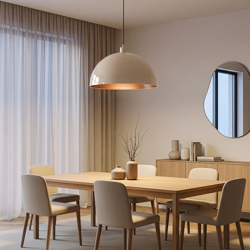 Brilagi - Lampa wisząca LED METALO na lince 1xE27/40W/230V średnica 40 cm beżowa/miedziana