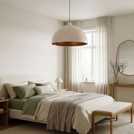 Brilagi - Lampa wisząca LED METALO na lince 1xE27/40W/230V średnica 40 cm beżowa/miedziana