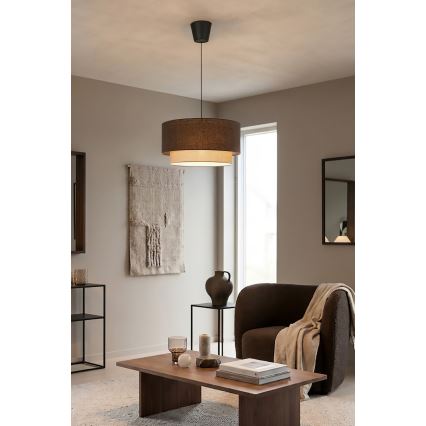 Brilagi - Lampa wisząca LED na lince BOHO ECO 1xE27/10W/230V Ø 40 cm brązowa/kremowa