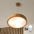 Brilagi - Lampa wisząca LED na lince CARVALHO 3xE27/60W/230V dąb średnica 47,5 cm