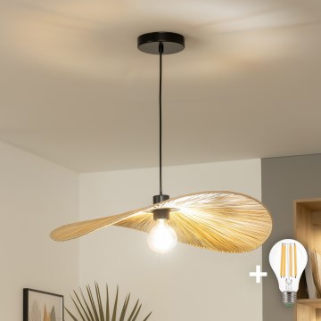 Brilagi - Lampa wisząca LED na lince CERIA BOHO 1xE27/40W/230V, śr. 60 cm, klosz z rafii