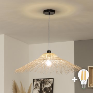 Brilagi - Lampa wisząca LED na lince CERIA BOHO 1xE27/40W/230V śr. 70 cm bambus