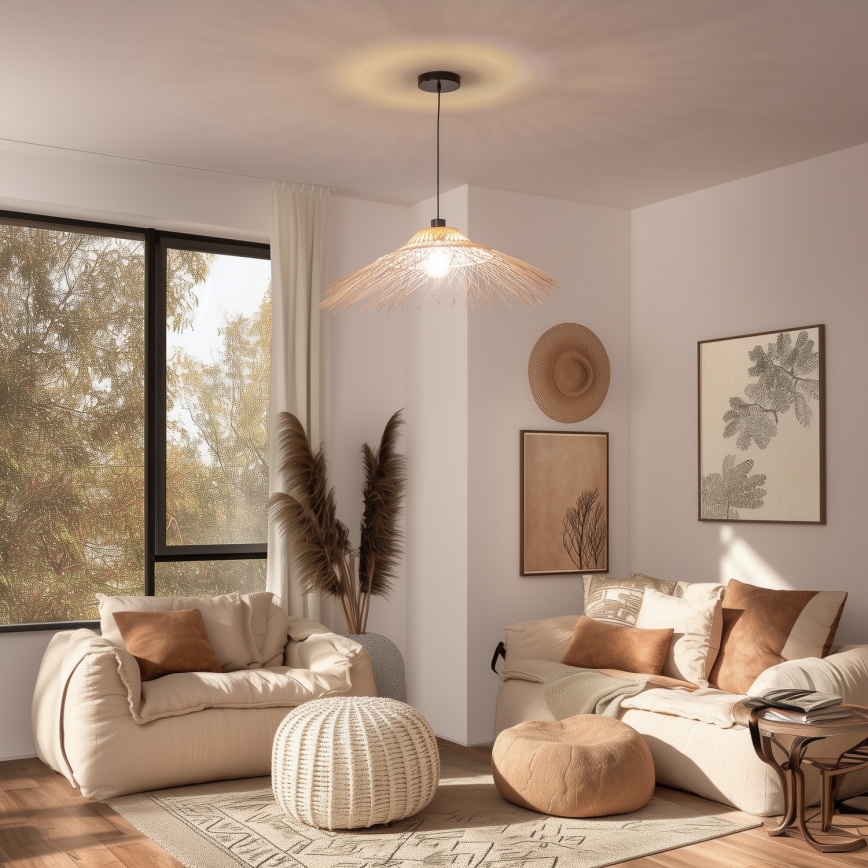 Brilagi - Lampa wisząca LED na lince CERIA BOHO 1xE27/40W/230V śr. 70 cm bambus