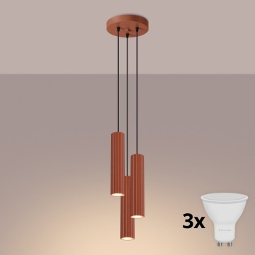 BRILAGI - Lampa wisząca LED na lince CRESTO 3xGU10/10W/230V pomarańczowa