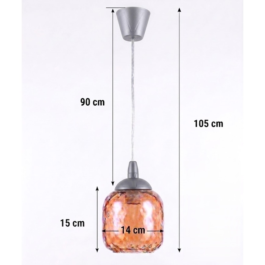 Brilagi - LED lampa wisząca na lince RETRO GLASS 1xE27/60W/230V śr. 14 cm srebrna/przydymiona brązowa