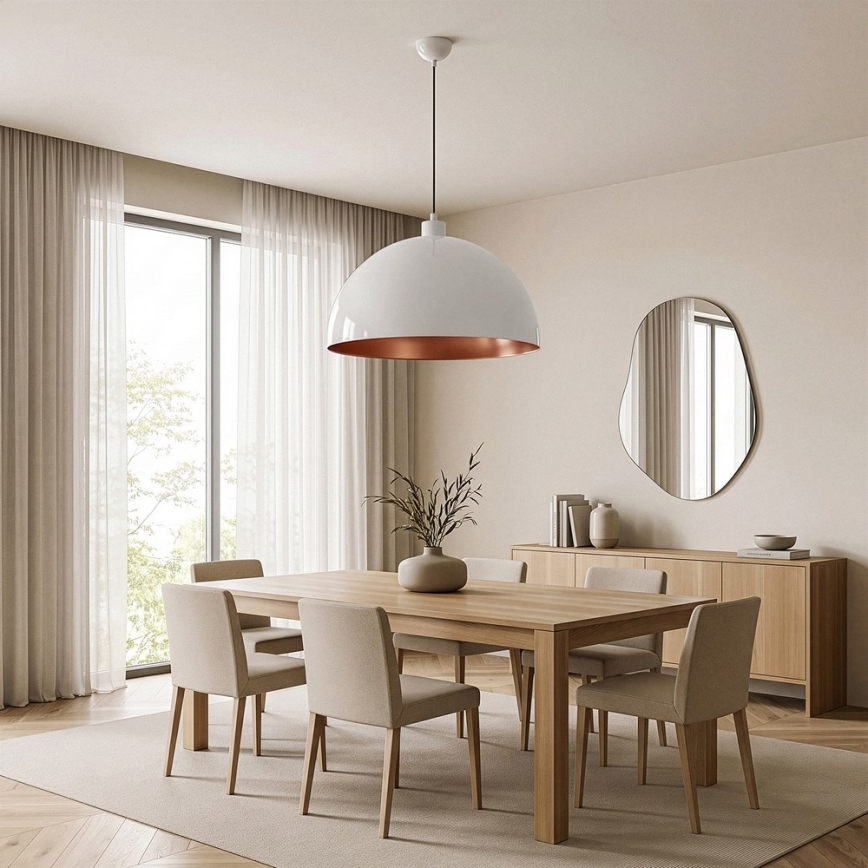 Brilagi - Lampa wisząca LED na lince METALO 1xE27/40W/230V Ø 60 cm biała/miedziana