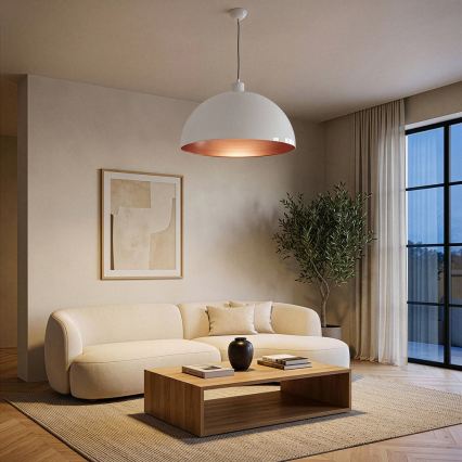 Brilagi - Lampa wisząca LED na lince METALO 1xE27/40W/230V Ø 60 cm biała/miedziana