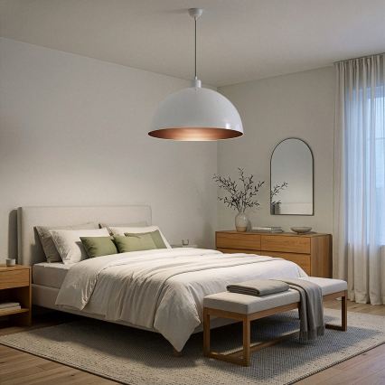 Brilagi - Lampa wisząca LED na lince METALO 1xE27/40W/230V Ø 60 cm biała/miedziana